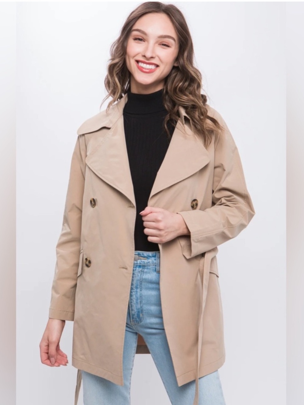 Love Tree Beige Trench Coat